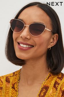 Розово-золотистый - Солнцезащитные очки в металлической оправе Cateye (C58053) | €7
