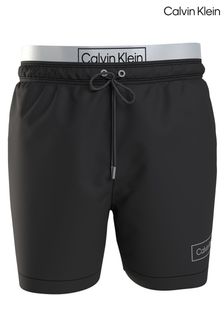 Calvin Klein Black Double Waistband Swim Shorts (C58058) | $130