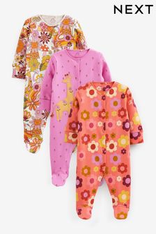 Maro ruginiu/Roz - Pachet 3 pijamale cu tălpici Bebeluși (0-0 luni) (C58207) | 166 LEI - 199 LEI