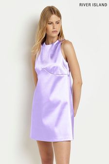 River Island Purple Diamonte Trim Shift Dress (C58590) | €37