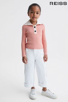 Reiss Pink Maia Senior Colourblock Knitted Top (C58823) | OMR29