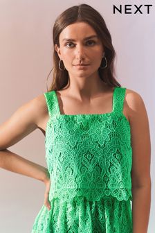 Green Sleeveless Co-ord Lace Detail Top (C58905) | 90 zł