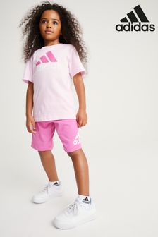adidas Pink Little Kids Essentials Logo Tişört ve Kısa Set (C59033) | ₺ 577