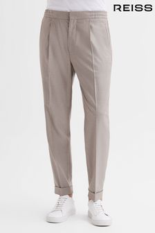 Reiss Oatmeal Melange Brighton Relaxed Drawstring Trousers with Turn-Ups (C59038) | $244