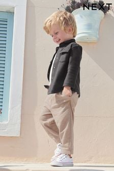 Charcoal Grey/Stone Natural Jersey Shirt And Joggers 3 Piece Set (3mths-7yrs) (C59386) | TRY 575 - TRY 667
