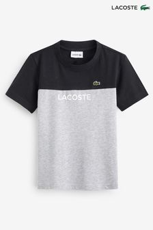 Lacoste Boys Black Grey Core Graphics T-Shirt (C59390) | $41 - $66