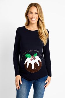 JoJo Maman Bébé Navy Christmas Pudding Maternity Top (C59395) | NT$1,520