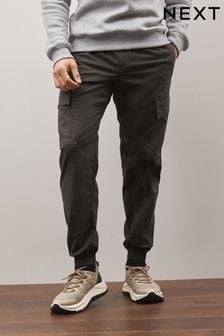 V barvi oglja - Klasičen kroj - Raztegljive kargo hlače (C59401) | €33