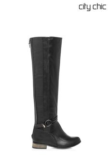 City Chic Phoebe Knee High Black Boots (C59463) | 46 €