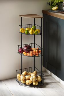 Black Bronx Fruit & Vegetable Corner Storage Baskets Stand (C59560) | OMR18