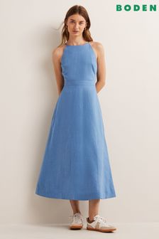 Boden Blue Halterneck Linen Midi Dress (C59723) | €79