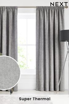 Silver Grey Heavyweight Chenille Pencil Pleat Super Thermal Curtains (C59968) | 141 € - 248 €