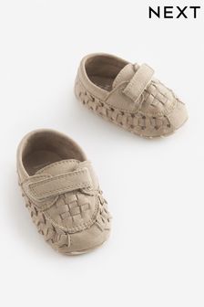Sage Green Woven Baby Loafers (0-24mths) (C60044) | $24