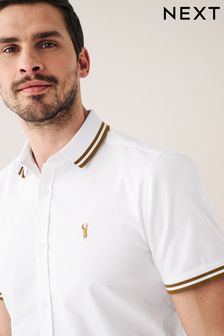 Рубашка с коротким рукавом из эластичной фактурной ткани (C60200) | €14