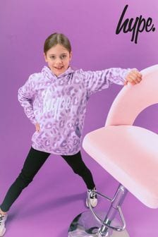 Hype. Mädchen Kapuzensweatshirt mit Leopardprint und Schriftzug, Pink (C60204) | 31 €