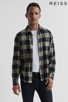 Reiss Silver Ink Everett PAIGE Twin Pocket Checked Overshirt (C60266) | HK$2,005