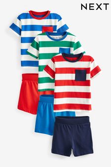 (C60373) | €34 - €43 A righe multicolore - Confezione da 3 pigiami corti (9 mesi - 12 anni)