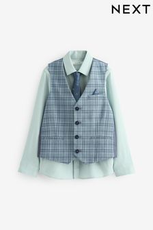 Blue Check Waistcoat, Shirt & Tie Set (12mths-16yrs) (C60419) | 21 € - 27 €