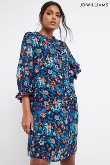 JD Williams Blue Floral Double Layer Dobby Trapeze Dress (C60510) | €24