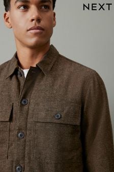 Brązowy - Pikowana kurtka koszulowa z bawełny (C60565) | 158 zł
