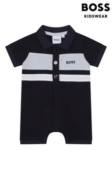 Marineblau - Boss Baby Kurzärmeliger Strampler mit Logo und Polo-Kragen (C60634) | 95 €