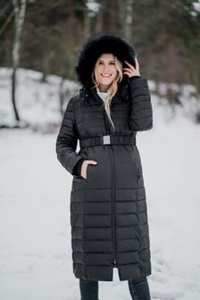 Seraphine Black Extra Long Down Fill Coat