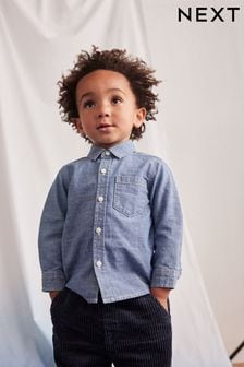 藍色 - 長袖細格織紋襯衫 (3個月至12歲) (C60759) | NT$530 - NT$670