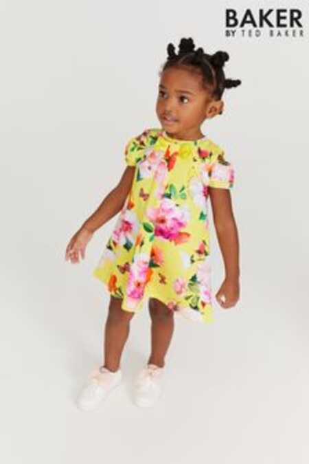 Baker by Ted Baker Yellow Floral Jersey Dress (C60940) | 35 € - 40 €