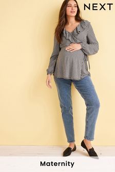 Mid Blue Maternity Mom Fit Jeans (C61025) | 180 QAR