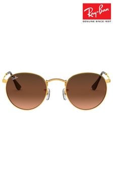 Bronze & Gläser mit Farbverlauf in Rosa/Braun - Ray-ban® Kleine, runde Sonnenbrille aus Metall (C61176) | 256 €