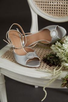 LK Bennett Belle Silver Leather Wedding Shoes (C61465) | ₪ 1,303