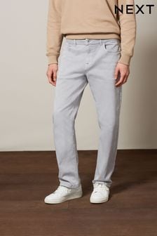 淡灰色 - 彩色彈力直筒剪裁牛仔褲 (C61544) | HK$241