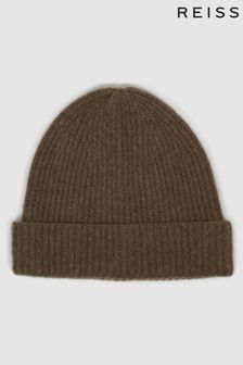 Reiss Taupe Clyde Ribbed Cashmere Beanie Hat (C61552) | 94 €