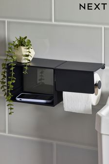 Black Toilet Roll Holder Shelf Unit (C61781) | €12.50