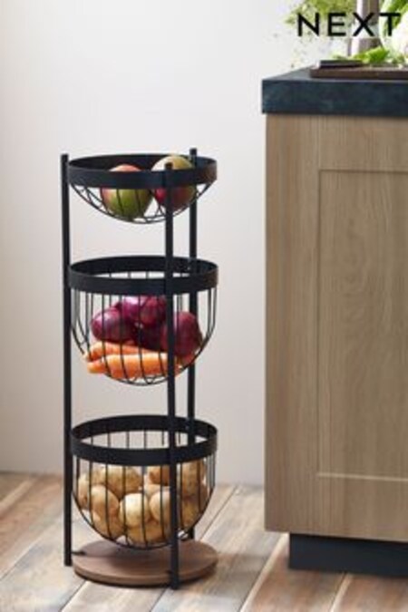 Black Bronx Fruit & Vegetable Storage Baskets Stand (C61861) | €48
