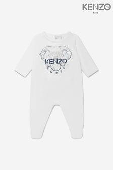 Baby Boys Velvet Elephant Babygrow