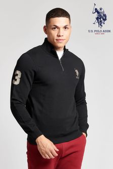 Schwarz - U.s. Polo Assn. Herren Basic-Sweatshirt mit hohem Stehkragen und Reißverschluss (C62094) | 87 €