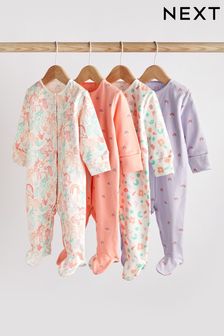 White Ground Baby Sleepsuit 4 Pack (0mths-2yrs) (C62190) | €29 - €32