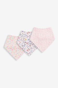 JoJo Maman Bébé Pink Floral 3-Pack Cotton Baby Dribble Bibs (C62230) | 624 UAH