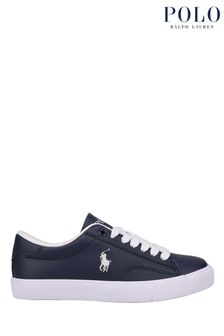 נעלי ספורט עם לוגו של Polo Ralph Lauren דגם V בכחול עם שרוכים