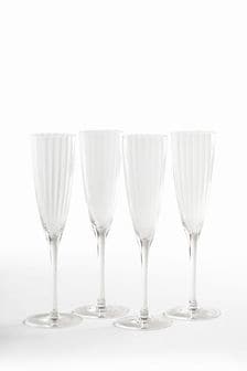 Jasper Conran London Set of 4 Clear Fluted Champagne Flute Glasses (C62475) | €54