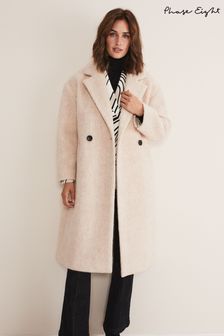 Phase Eight Quinn Crinkle Textured Cocoon White Coat (C62541) | €154