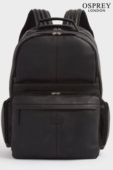 OSPREY LONDON The Lockton Black Leather Backpack