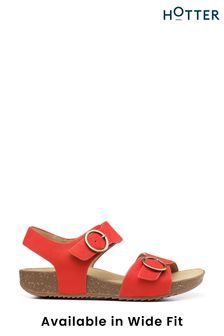 Hotter Tourist Sandalen mit Schnalle und Keilabsätzen aus Kork, weite Passform, Rot (C62985) | 106 €