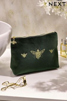 綠色刺繡蜜蜂圖案 - 綠色蜜蜂繡花化妝袋 (C63148) | HK$122
