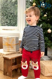 JoJo Maman Bébé Red Reindeer Appliqué Knee Joggers (C63181) | ￥3,170