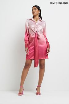 Розовое платье-рубашка с эффектом перехода цвета River Island (C63405) | €28