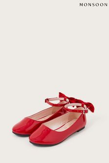 Rouge - Ballerines Monsoon vernies à nœud (C63485) | €15 - €17