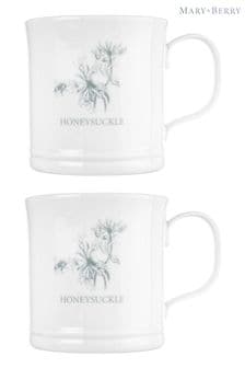 Mary Berry Set of 2 White Honeysuckle Garden Mugs (C63696) | €32