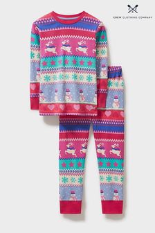 Crew Clothing Mid Pink Print Cotton Pyjamas (C63945) | €31 - €35